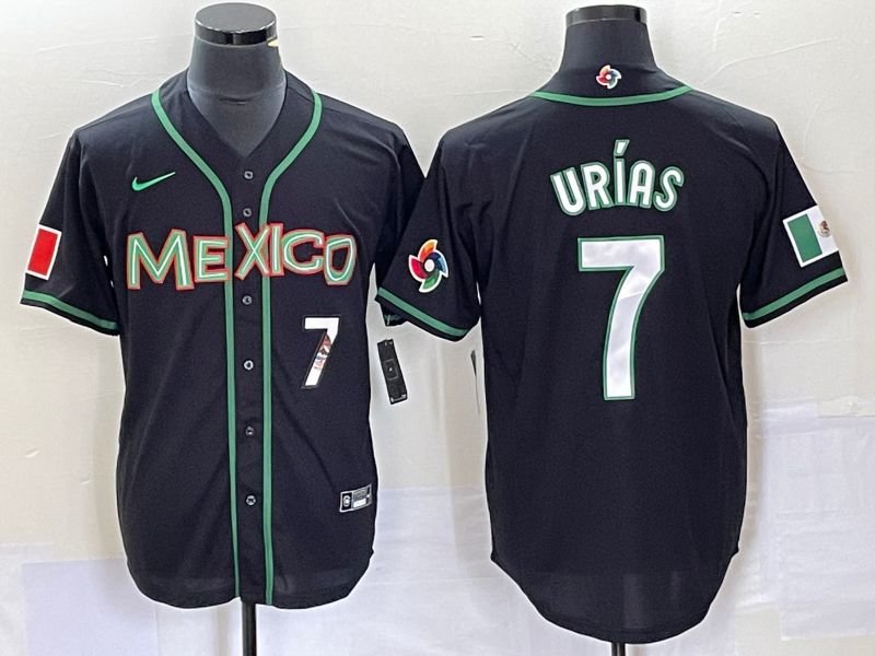 Men 2023 World Cub Mexico 7 Urias Black white Nike MLB Jersey27